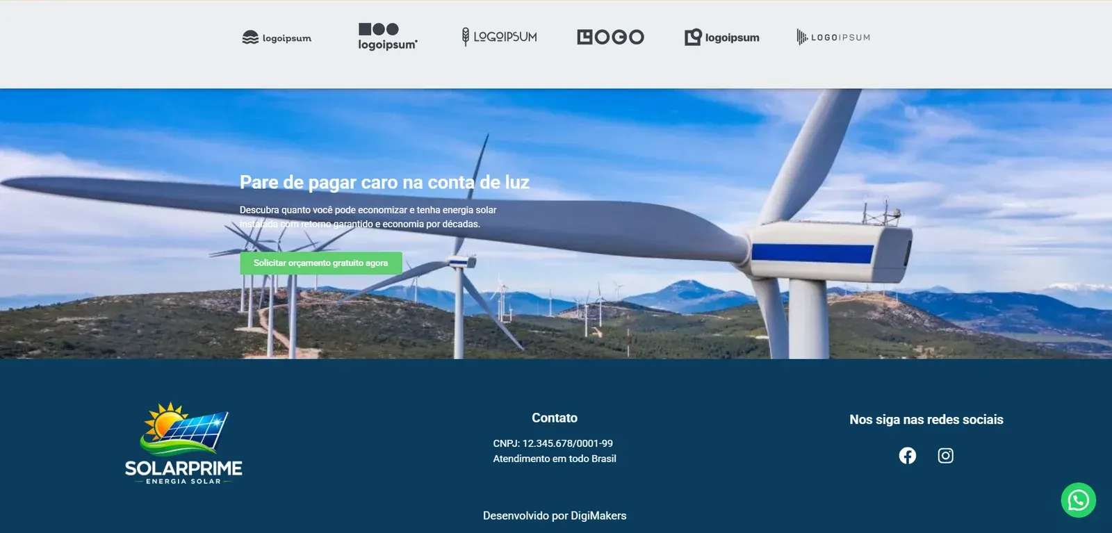 Modelo landing page Energia Solar - imagem 1